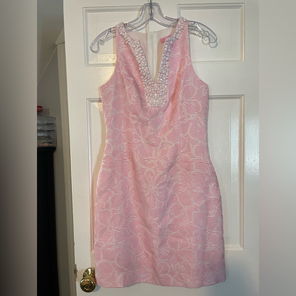 Lilly Pulitzer white/pink with beads dress.